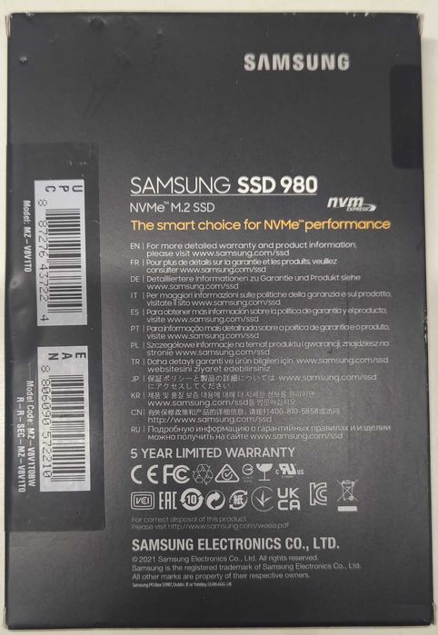 Samsung SSD 980 M.2 NVMe - Novo