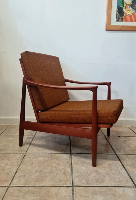 Fotel wypoczynkowy, tekowy, w stylu skandynawskim lata 60,mid century