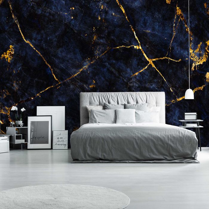 Fototapeta Granatowy Marmur Kamień Do Pokoju Na Twój Rozmiar + KLEJ