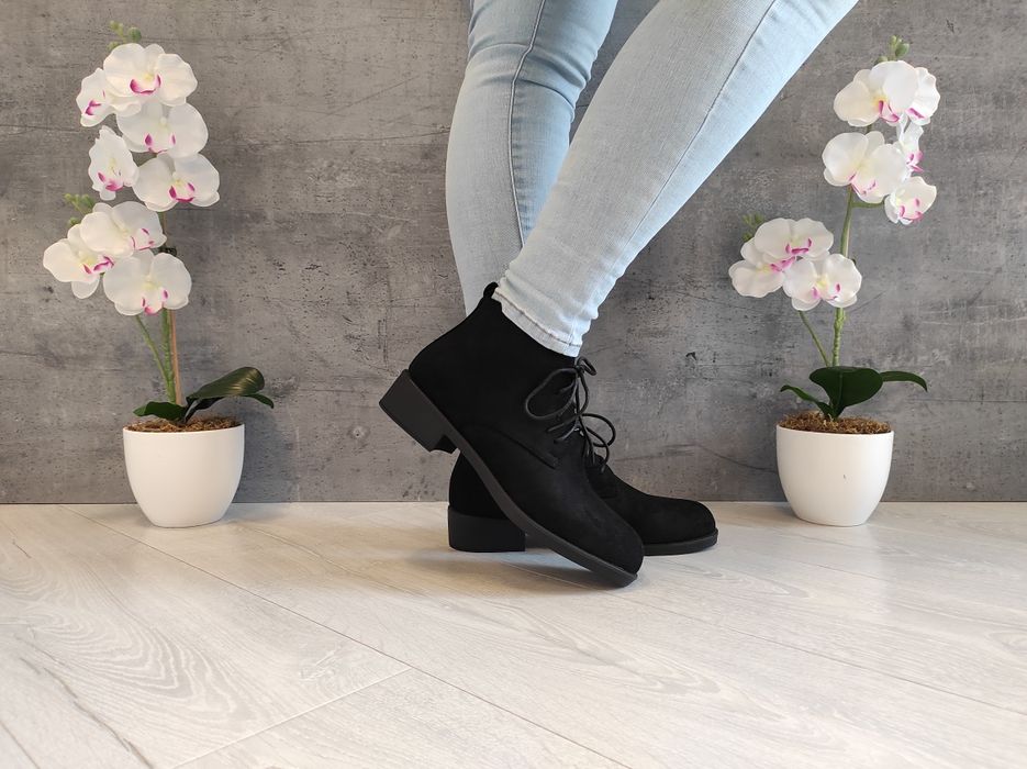 Botki damskie zamszowe ocieplane 36-41 wyprzedaż zamek