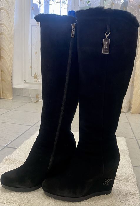 Сапоги замшевые, на платформе,Kelton