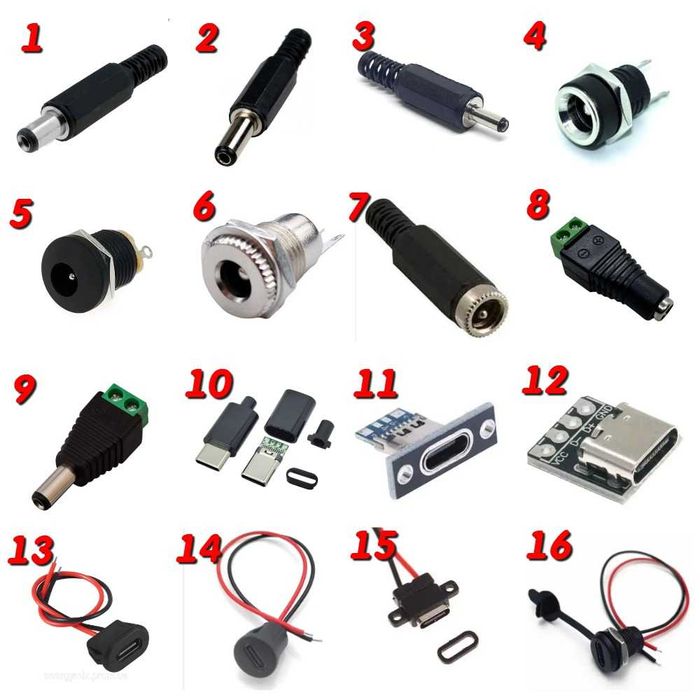 Разъемы  5.5x2.5 2,1  3.5x1.35  Type C  USB A  RCA  Банан  Разъeмы DEGSON  XH-M229  D2