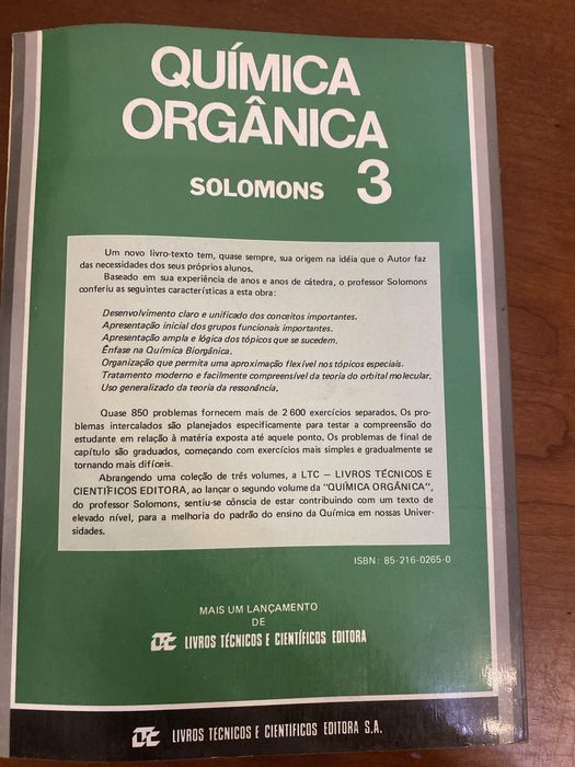 Livro Química Orgânica 3 de Solomons