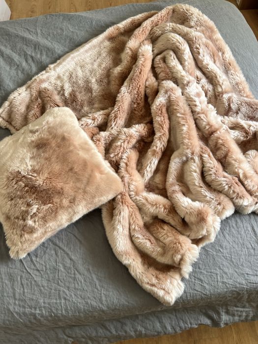 Manta e almofada pêlo rosa alaska 170x145cm loja do gato preto