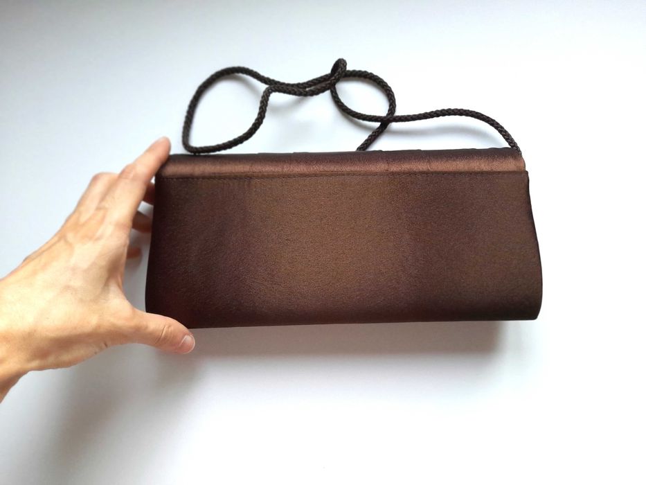 Mala clutch castanha de casamento, bolsa pochette de festa