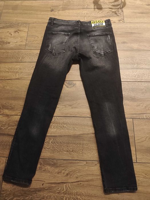 Nowe męskie jeansy dsquared 52 xl czarne 34 przetarcia