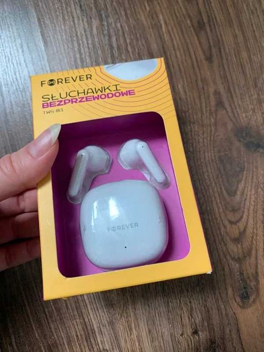 Forever słuchawki bezprzewodowe Bluetooth nowe douszne białe