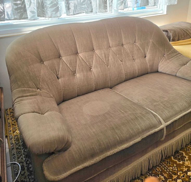 Sofa dwuosobowa, ciemny beż/jasny brąz, tapicerowany tył