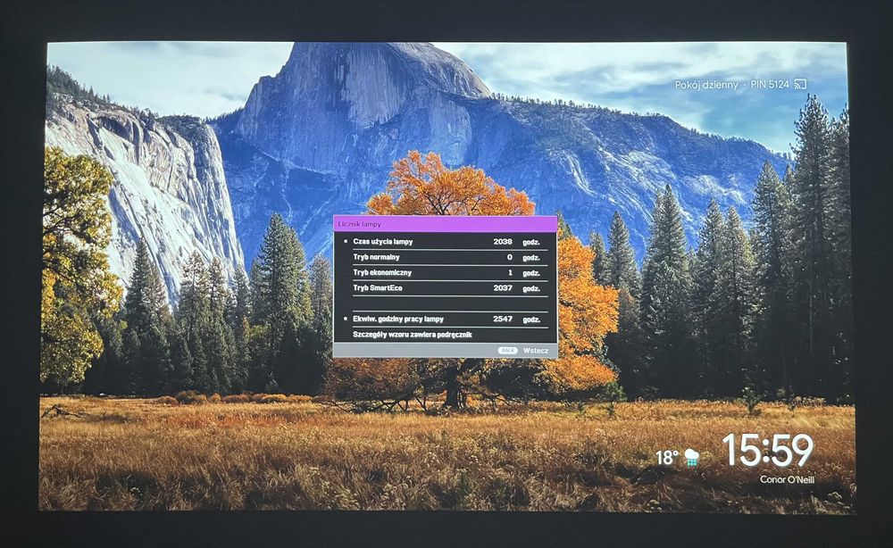 Projektor 4K BenQ TK800M (stan salonowy) + uchwyt sufitowy