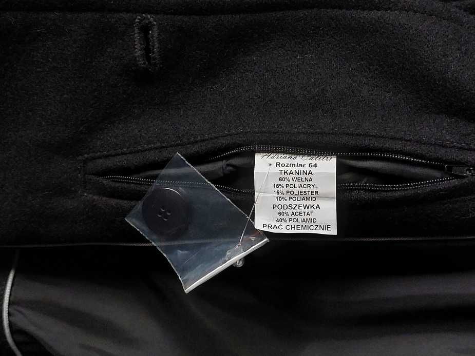 Płaszcz kurtka bosmanka czarna Adriano Calitri 54 wełna wełniany black