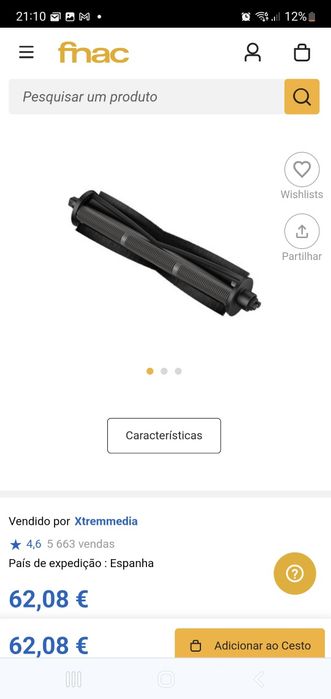 Escova principal aspirador Dreame