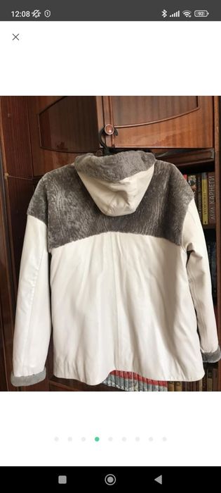 Кожаная куртка с капюшоном и меховыми вставками karavelli новая XL