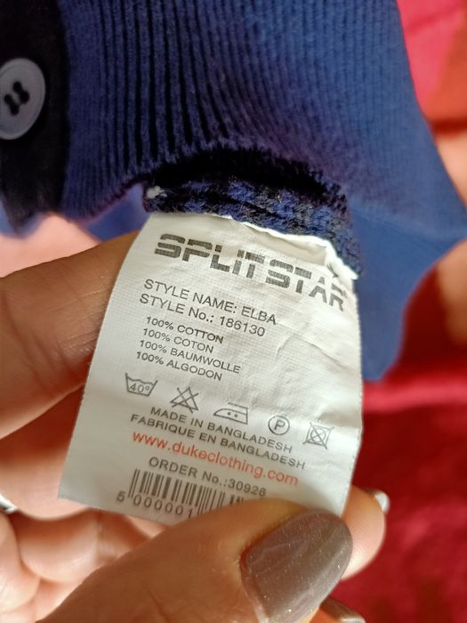 Męski granatowy sweter w paski, L, Splitstar