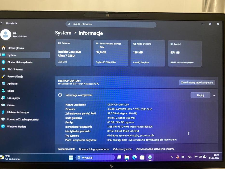 HP EliteBook 640 G11 | Intel Core Ultra 7 | 32 GB RAM | 14" |Stan idealny
