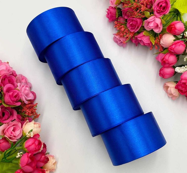 Атласна стрічка - 4 см x 23 м (5 рулонів) / Електрик Лента атласная