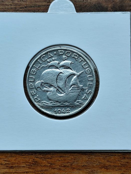 Moeda de 5 escudos em prata de 1942 mbc