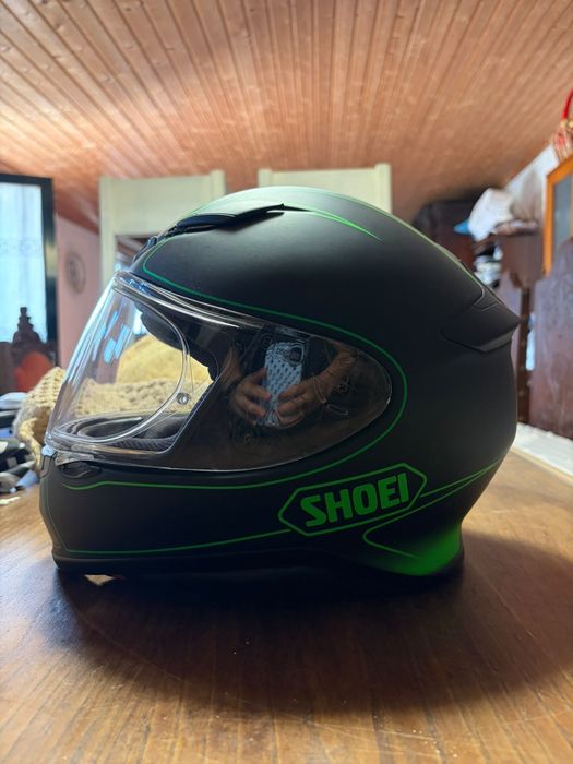 Capacete Shoei NXR Phantasm (Preto/Verde Mate) + Saco Original