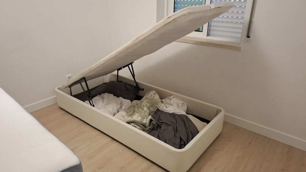Sommier cama solteiro baú
