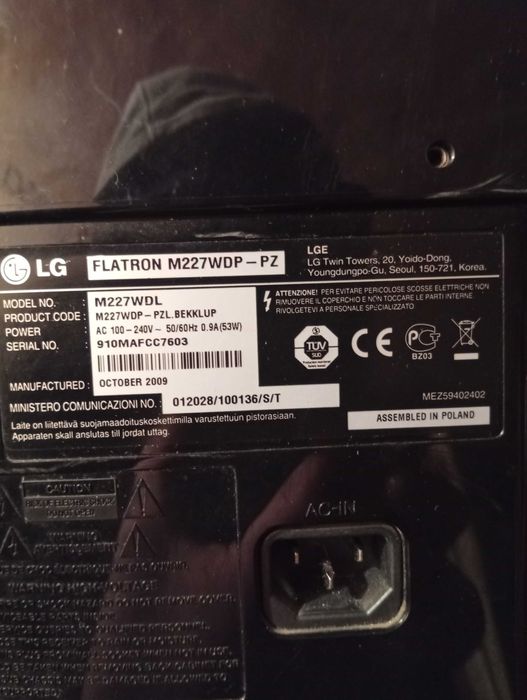 Telewizor z funkcją monitora LG Flatron M227WDL