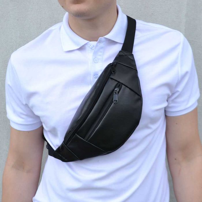 Бананка з якісної еко-шкіри, сумка через плече чоловіча жіноча на пояс