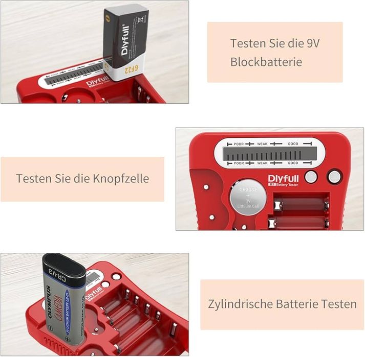 DLYFULL Uniwersalny tester baterii, czarny