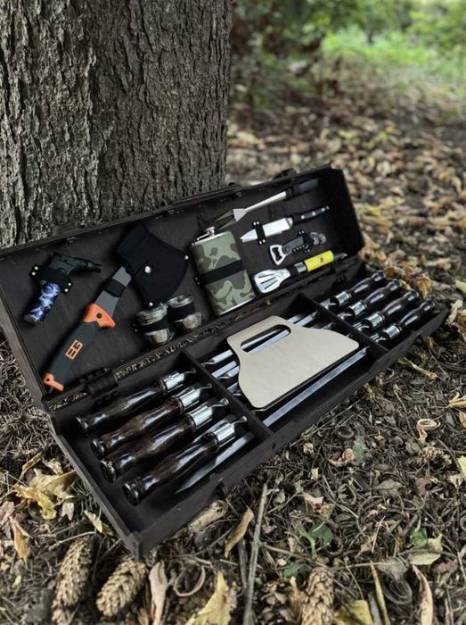 Набір шампурів на подарунок в кейсі! Дерево\фанера! Всім чоловікам!