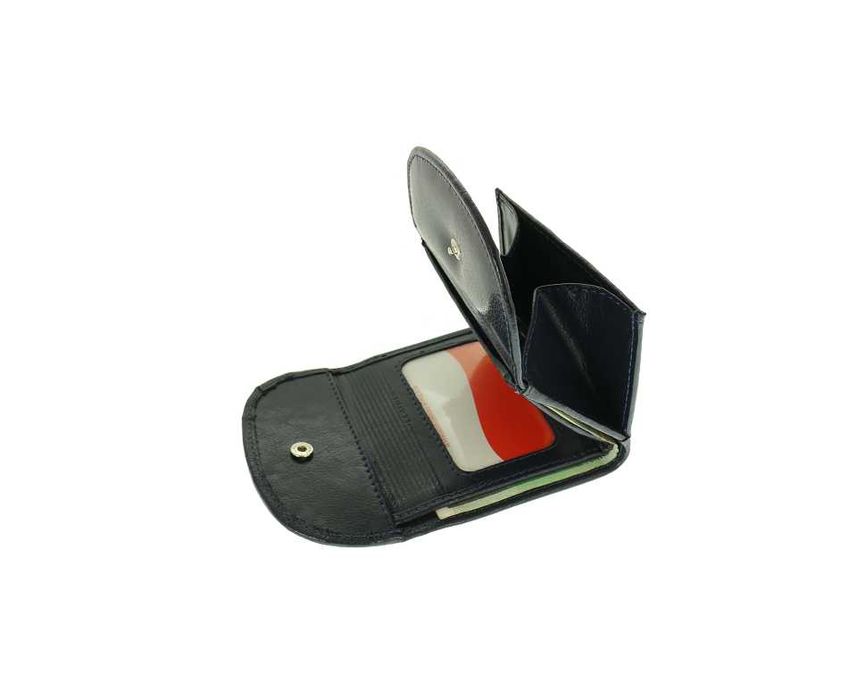 Skórzany portfel męski banknotówka, bilonówka granatowy PL producent