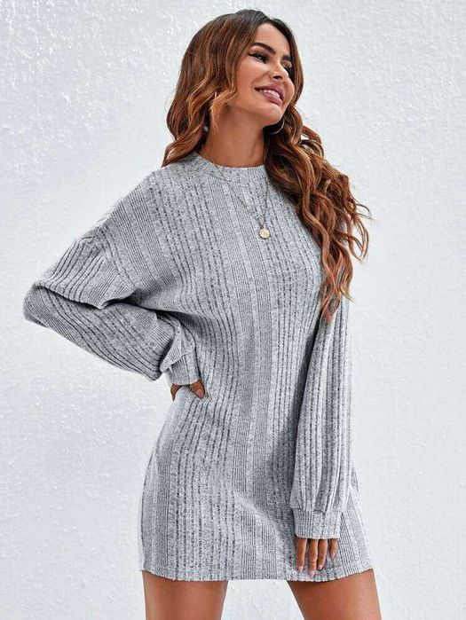 Vestido Comprido de Malha Cinzenta