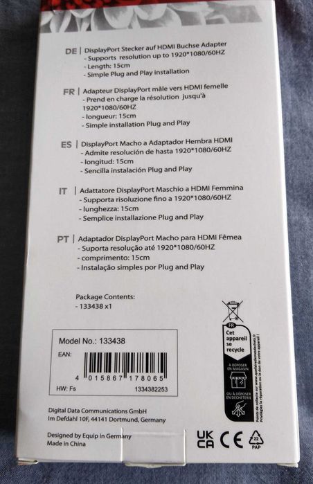 PC DisplayPort to HDMI Output Converter64284472498050122