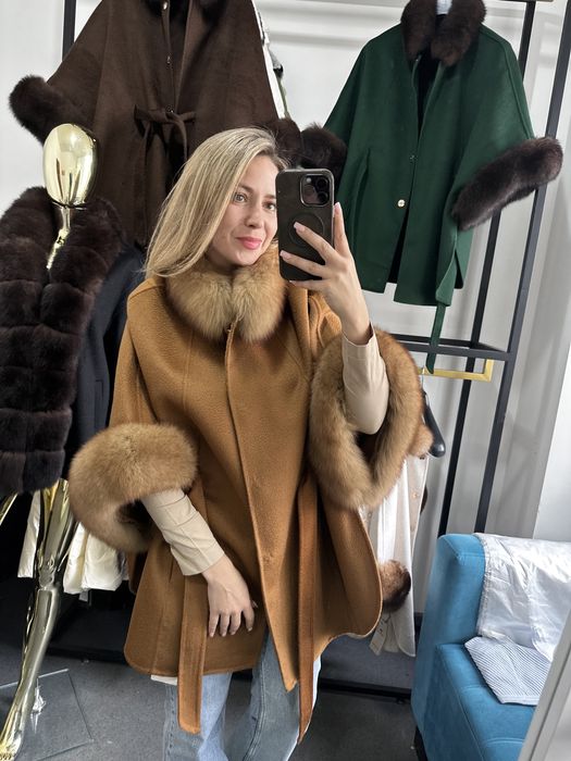 Пальто з хутром , пончо кашемір