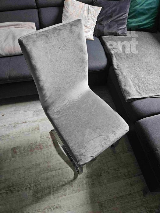 Pokrowce na krzesła miękkie welurowe komplet szare 4 sztuki