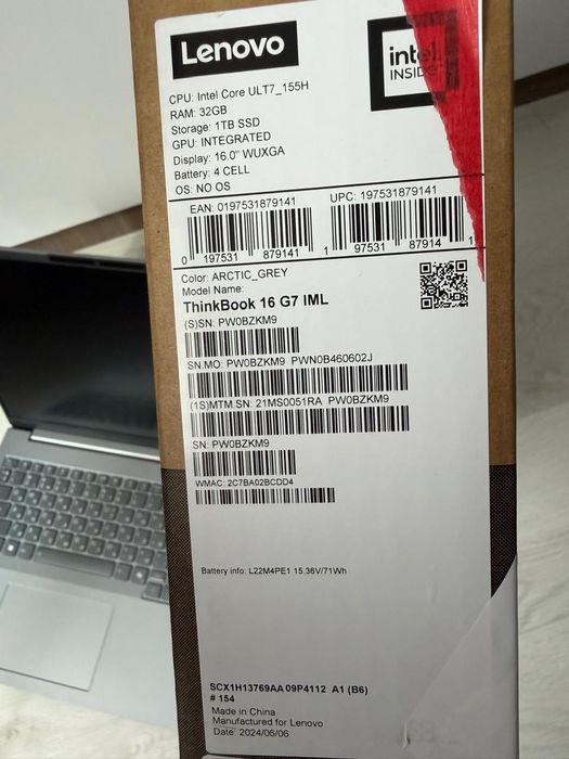 Ноутбук Lenovo Think Book 16 G7 IML Arctic Gray