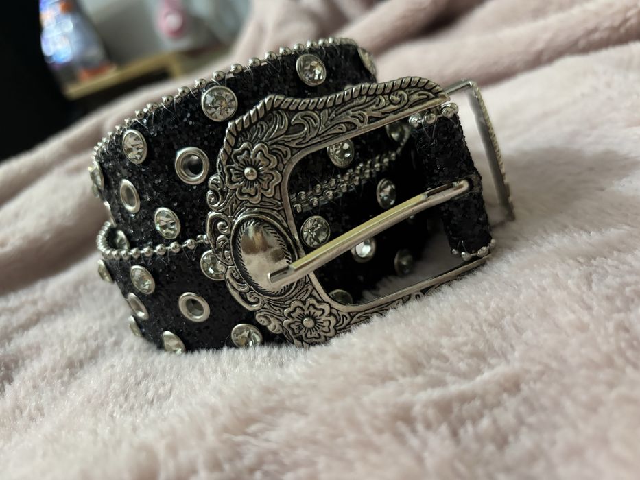 pasek błyszczący z cekinami z diamencikami vintage