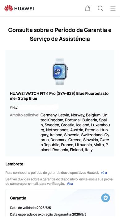 Huawei Watch Fit 4 Pro com garantia ate 05/2028
