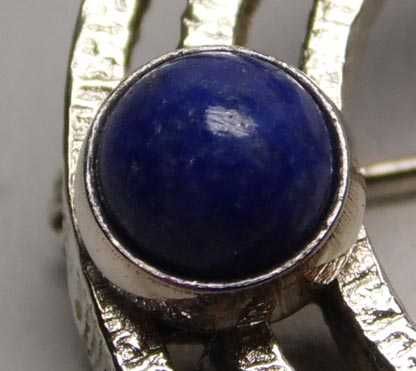 Srebrna broszka trzy koła półkule lapis lazuli