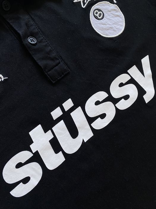 Поло футболка Stussy big logo чёрная мужская оригинал