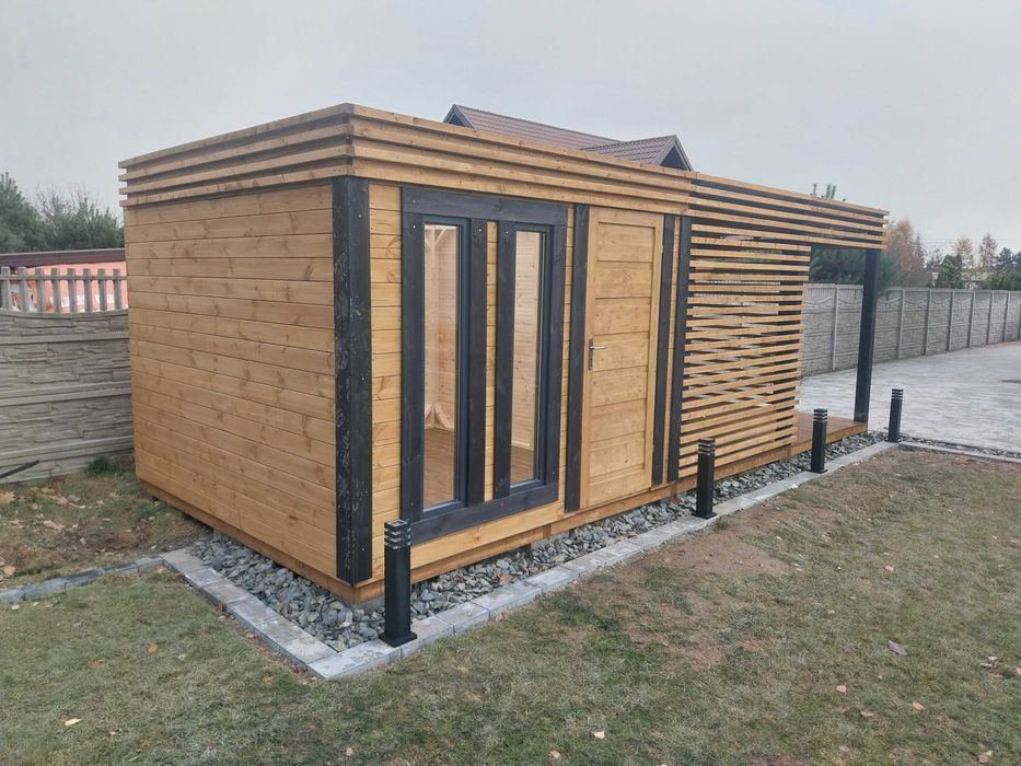 Domek Narzędziowy D20 Z PERGOLĄ 5x3m DREWNOTRIK.PL