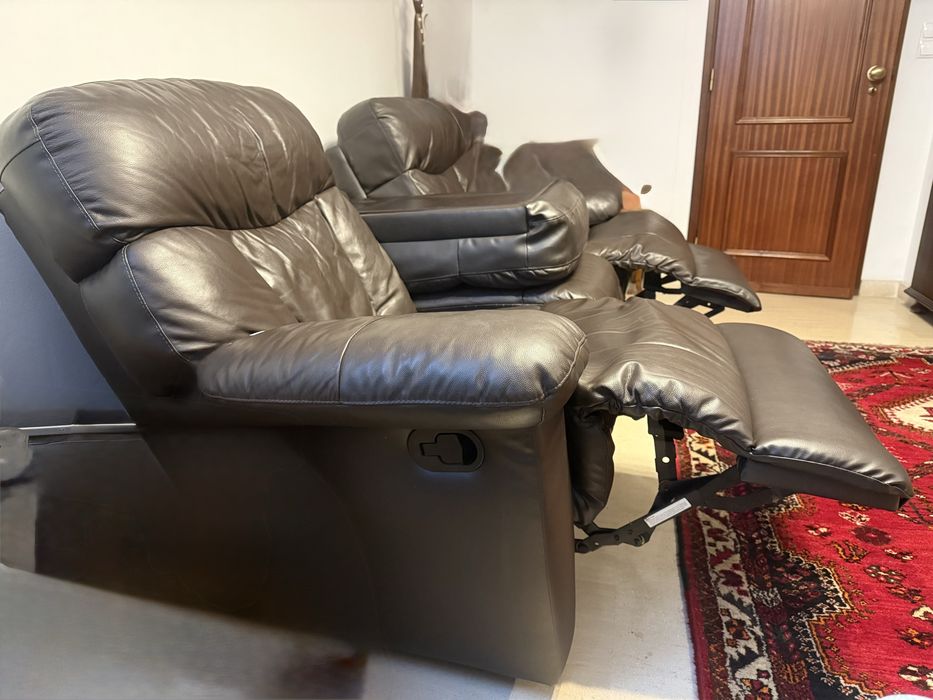 Sofás duo em pele sintetica castanha chocolate