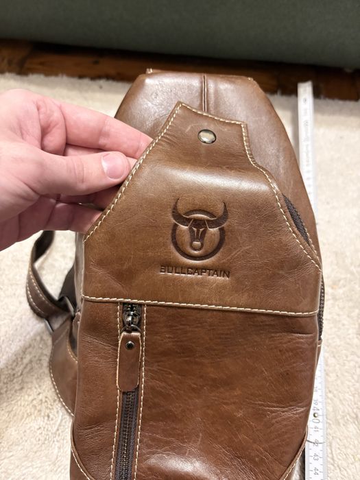 Кожаная мужская сумка нагрудная BullCaptain