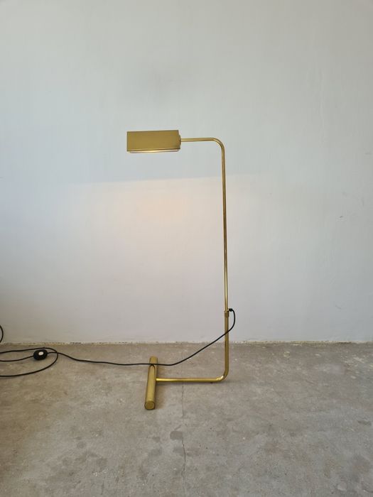 Vintage Włoska mosiężna lampa podłogowa Hollywood Regency Mid Century Modern