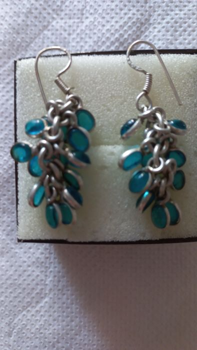 Винтажные серебряные серьги с топазами,925 пр.