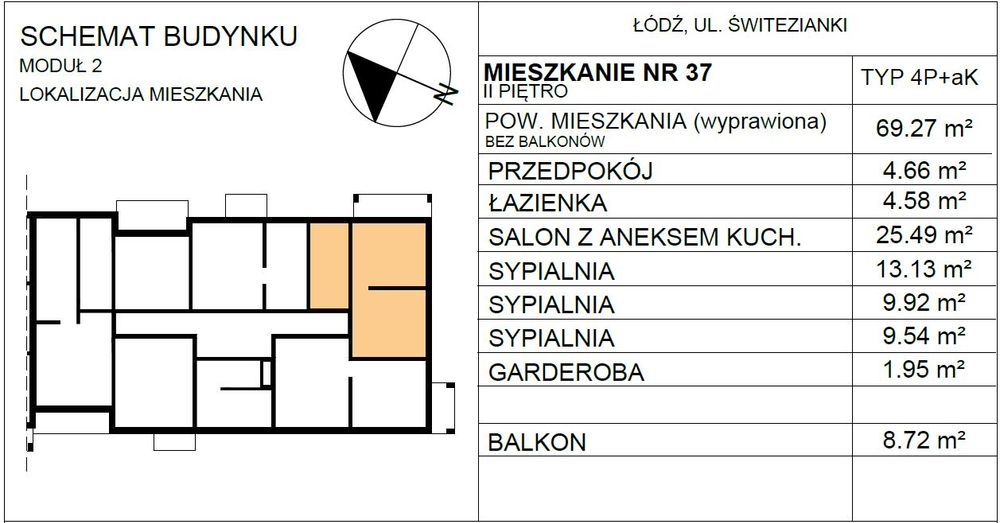 4 pokoje, Radogoszcz, przemyślany układ, spokojna okolica, dla rodziny