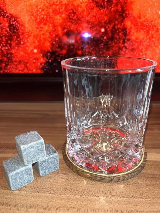 Zestaw do Whisky Szklanki Kamienie Pudełko Prezent + GRATIS Podkładki