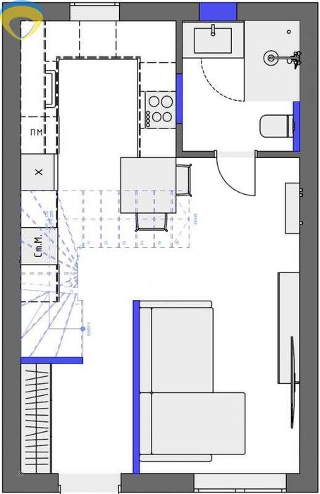 Таунхаус 75 м² з 2 спальнями + великий балкон | Фонтан,вул.Алмазна