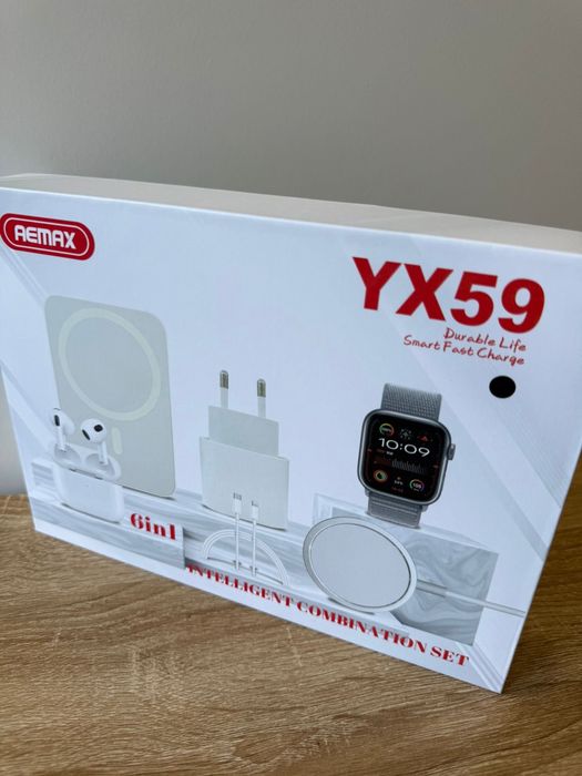 Smartwatch Kit 6 em 1 — Relógio Inteligente com Fones, Power Bank Magnético e Carregador