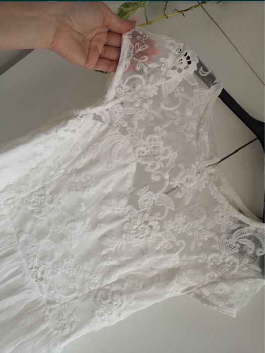 Biała tiulowa koronkowa sukienka mini 42 xl asos luxe