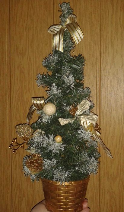 Елка с декором 50 см, новогодняя елка, елка в горшочке