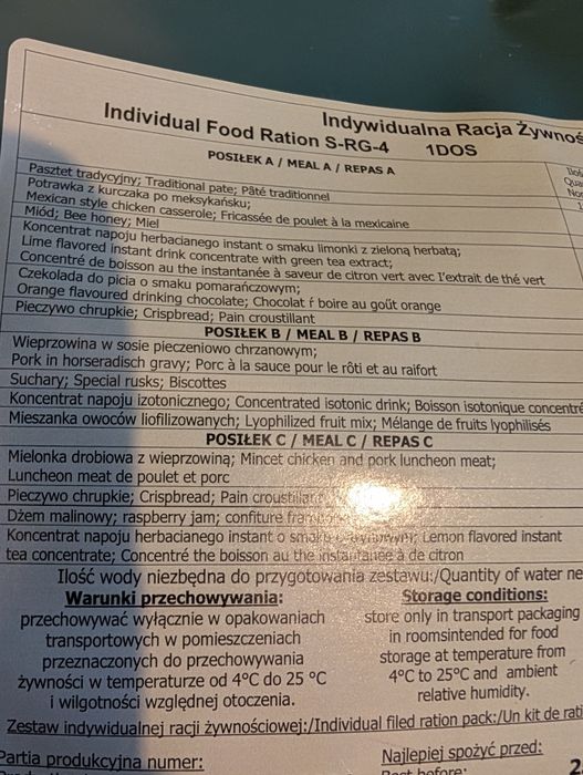 Duża racja żywnościowa SRG