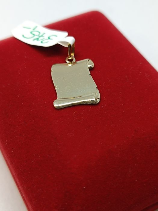 Złoty wisiorek blaszka na papirusie, złoto próby 585