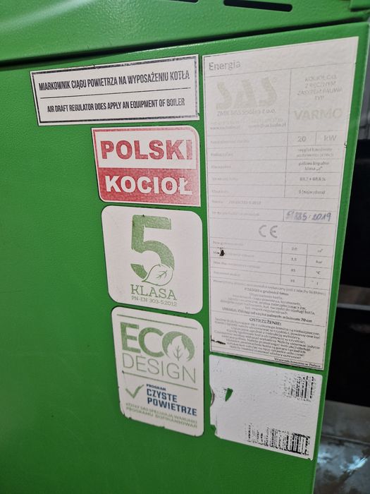 Piec kocioł SAS 20 kw na drewno I wegiel klasy 5